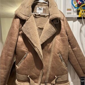 GUESS Women's Brown Teddy Jacket